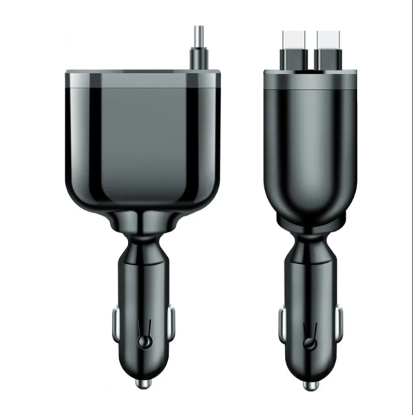 5_in_1_Super_Fast_Charging_Dua_Image_6 5 in 1 Super Fast Charging Dual Pull Out Retractable Car Charger 12 24V Output TYPE C Car Adapters with QC 3.0 Function